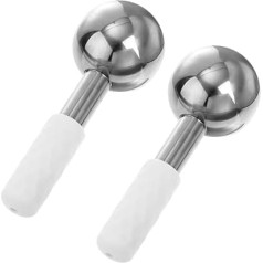 Beavorty Stainless Steel Ice Hockey Face Skin Cooling Cold Swollen Stainless Steel Balls Skin Care Facial Roller Face Massager Face Massager Stainless Steel Silver Pack of 2