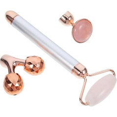 FRCOLOR 1 Set Jade Massageroller Gehhilfe Massagegeräte Gesichtsroller Gesichtsmassagezubehör 3 In 1 Jade Gesichtsroller Silber Jade Pulver Kristall