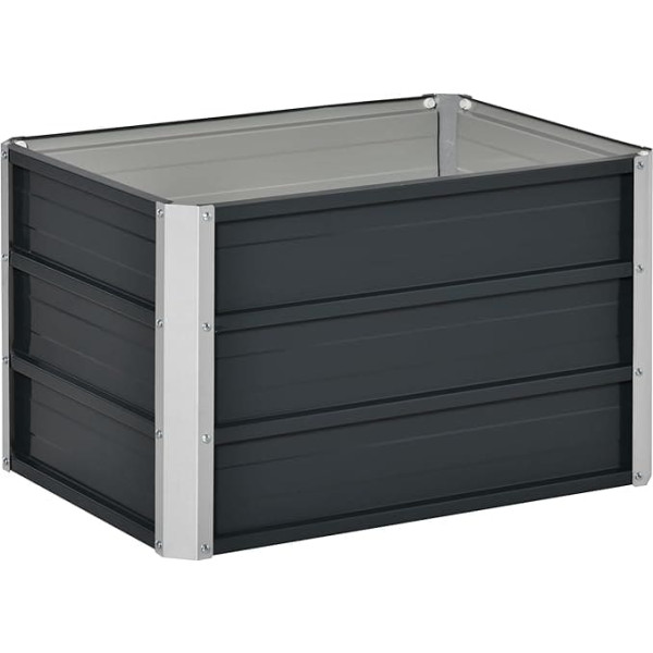 Outsunny Raised Bed Steel Garden Bed Planter Flower Box with Gloves Dark Grey 66 x 47 x 40 cm