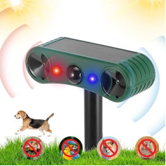 Ultrasonic Cat Deterrent, IP55 Waterproof Cat Repellent, Ultrasonic Waterproof, 4 Modes Cat Deterrent, Ultrasonic Solar with Motion Sensor, Flashing Light for Garden, Cats, Dogs, Birds, Foxes