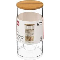 Selena Cotton Swab and Pad Dispenser Bamboo 5 five simply smart