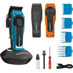 GAMMA+ Shorty Professional Men's Hair Trimmer with Compact Dimensions, Clipper with Brushless EON Motor, 120 Min Autonomy without Cable, Adjustable Blade, 4 Combs, 3 Interchangeable USB Type C Cable