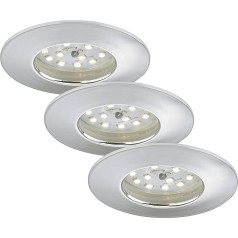 Briloner Leuchten LED Recessed Downlight, Set of 3, 5 W, Baderzimmer IP44, suitable for Energy-Saving energy efficiency class A, 7204-038 Chrome