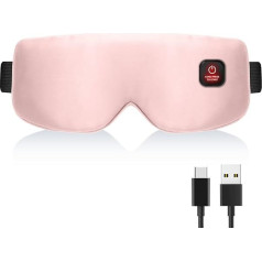 Beheizte Augenmaske Kabellos für Trockene Augen, USB Augen Heizkissen, Wiederaufladbar, Echte Seide, Schlafmaske für Männer Frauen, Warme Augenkompresse für Linderungsstil, Blepharitis, Chalazion Rosa