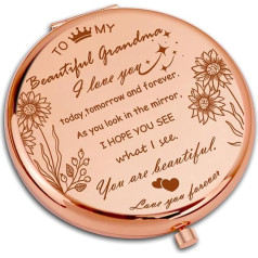 AmiCera Oma Geschenke, Großeltern Geschenk, Kompaktspiegel - Geburtstagsgeschenke für Frauen, Oma Geschenk von Enkelkindern, Beste Oma Geschenk Make-up Spiegel für Muttertag Ruhestand Geburtstag