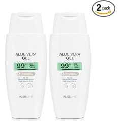 Organic Aloe Vera Gel 99% - Moisturiser for Skin & Hair - Without Fragrances & Dyes - Vegan - Relieves Skin Discomfort & Regenerates Skin (2 x 150 ml)
