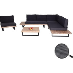 Mendler Garden Set with Chair HWC-H54, Lounge Set Sofa, Spun Poly Acacia Wood FSC® Aluminium - Light Brown, Upholstery Dark Grey