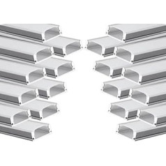 Besseto LED Profile Aluminium, U-Shaped Strip Light Diffuser Profile with Milky Cover, End Caps and Mounting Bracket, Aluminium Profiles for LED Strips (White Colour, 20 x 1 m)