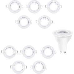 10er Set Einbaustrtahler Weiß mit LED Reflektor 4,2W = 50W mit GU10 Fassung, warmweißes Licht