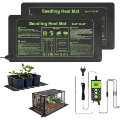 Pack of 2 Heating Mat Plants with Thermostat, Heat Mat IP67 Waterproof, 55 W Heating Pad with Temperature Regulation, Indoor Greenhouse Heat Mat for Seedling Germination, Reptile (55 x 27 cm)