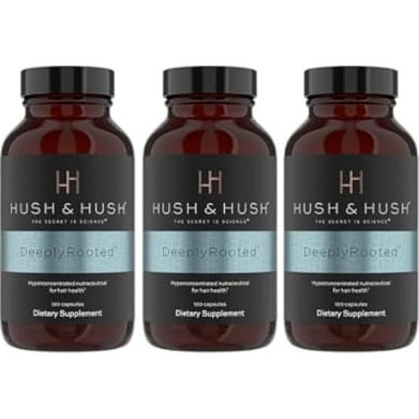 HUSH & HUSH DeeplyRooted™ 3 x 120 Capsules Dietary Supplement for Hair Care and Hair Growth with Amino Acids, Vitamins and Plant Extracts