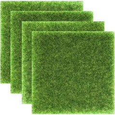 NHQZ Pack of 4 Artificial Grass Miniature Garden, Lawn Carpet, 15 x 15 cm, Artificial Grass Rug, Miniature Garden Rug, Artificial Miniature Moss Garden Artificial Grass Decoration, Moss DIY