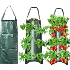 Pflanzbeutel zum Aufhängen, Erdbeerpflanzbeutel, multifunktional, Gemüse, Erdbeere, Kräuter, Pflanzbeutel für vertikale Gartenarbeit, 3 Stück