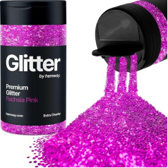 Hemway Fuchsia Pink Glitter Extra Chunky 115 g / 4.1 oz Powder Metallic Resin Craft Glitter Flake Sequins for Epoxy Cups, Hair Face Body Eye Nail Art Festival