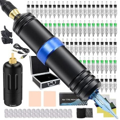 Wireless Tattoo Machine Set, Unihuby Wireless Tattoo Set, 40 Pieces, Cartridge Needles, Rotary Pen Machine Kit, Wireless with Tattoo Practice Skin Transfer Paper Set
