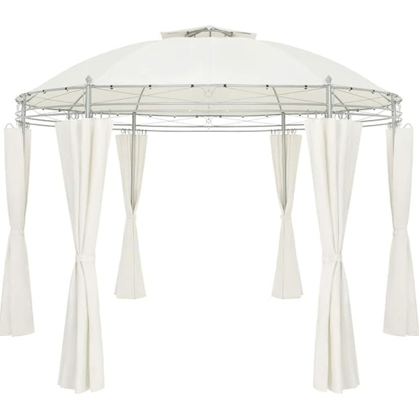 Casaria® Toscana Gazebo Diameter 350 cm Metal Water-Repellent UV Protection 50+ Stable Garden Tent Garden Gazebo Luxury Modern Beige
