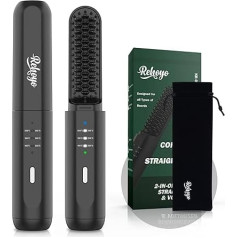 Beard Straightener Comb for Men, REHOYO Wireless Beard Brush, 3 Adjustable Temperatures, Rechargeable Ionic Brush for Hair and Beard Straighteners, Anti-scalding / Portable, 60 Minutes Battery Life