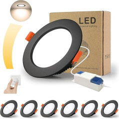 BAGZY LED Recessed Spotlights, Dimmable, 230 V, Black Spotlights, Flat, 7 W, IP44, Bathroom Recessed Lights, Ceiling Spotlights, 700 lm, Neutral White, 4000 K, Recessed Spotlights for Bathroom,