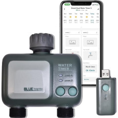 johgee Garden Irrigation Computer with WiFi Hub, 2 Outputs, Waterproof IPX5, Automatic Watering, Water Timer for Garden, Lawn