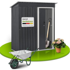 Juskys Metal Tool Shed S with 1 m², Pent Roof, Sliding Door and Foundation Frame - 161 x 86 x 181 cm Garden Shed Small - Anthracite