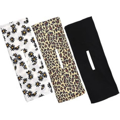 Pack of 3 Deft Bun Fashion Elastic Hair Bands Noble Multicoloured Cloth Magic Clip Flexible Reusable Bun Summer Headband Leopard Printed Hairpin French Twist Hairstyle Doughnut Bun Tool