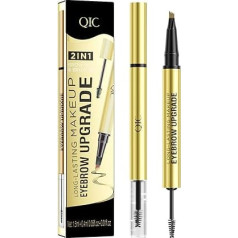 2-in-1 Eyebrow Pencil with Gel, Microblading Eyebrow Pencil, Brow Pen and Sealing Brow Gel Waterproof Magic Eyebrow Pencil with 4 Fork Tips (01# Light Brown)