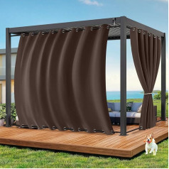 Outdoor Curtain Weatherproof W 254 x H 213 cm, Waterproof Outdoor Curtains with Eyelets, Outdoor Curtains, Windproof Sun Protection, Privacy Screen for Garden, Patio, Balcony, Pergola, Gazebo