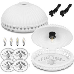Pack of 2 Flea Traps for Home, LED Light Trap with 4 Catching Stickers & 4 Bulbs - Effective Protection Against Fleas and Bed Bugs for Families with Pets, Environmentally Friendly & Safe