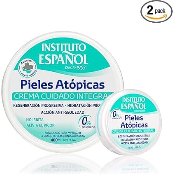 Instituto Español Atopical Body Cream, Moisturising Cream Sensitive Skin, Cream Dryness Irritation and Itching, Atopic Skin Care Cream, Face Cream, Travel Set 430 ml