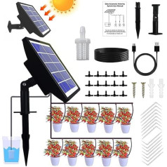 Solar Irrigation System, Balcony Irrigation System, Automatic Garden Watering System with 21 Timer Modes + 15 m Hose for Garden and Balcony Potted Plants Outdoor, Vegetables