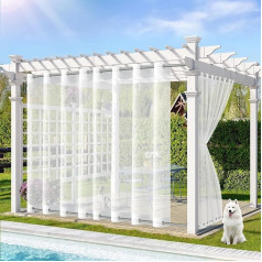 Outdoor Curtain Transparent Weatherproof W 180 x H 244 cm Outdoor Curtain with Eyelets Outdoor Curtains Waterproof Sun Protection for Gazebo Patio Pergola Balcony Garden