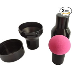 Pack of 3 Foundation Powder Puff Cosmetic Sponges Mushroom Makeup Brush Mixer Sponge Face Brush Makeup Puff with Handle Case for Dry Wet Use Liquid, Creams and Powder (Rose)