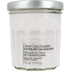 Blancrème - Soft Body Cream Coconut and Lychee 175 ml - with Jojoba Oil, Shea Butter and Lychee Extracts - Ingredients of 98.9% Natural Origin - Made in France