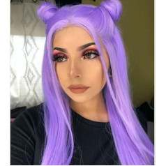 Kylie Hairstyle Purple Synthetic Lace Front Wigs for Women Best Purple Long Purple Lace Wig with Free Part Lavender Cosplay Drag Queen Wig 24 Inches (61 cm)