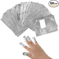 100pcs Nail Foil Remover Nail Wraps with Pre Assembled Lint Free Cotton Pads Aluminum Nail Art Soak Off Remover for Gel Nails Manicure Pedicure Nail Art Cleaner