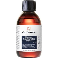 Naissance Organic Fractionated Coconut Oil (No. 218) – 225 ml – Organic Certified, Fractionated, Liquid Coconut Oil for Skin, Cosmetics, Essential Oils