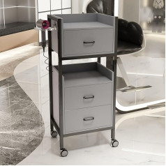Trolley with Drawers, Hairdressing Trolley, Cosmetic Trolley, Tattoo Trolley, Hairdresser Trolley, Trolley, Storage Trolley (Grey)