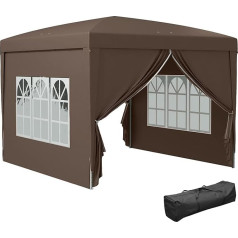 Outsunny Gazebo approx. 3 x 3 m, water-repellent, stable, winterproof, pop-up folding gazebo, UV protection 50+, foldable party tent, garden tent with 4 side panels, bag, garden gazebo for camping,