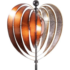 Metal Windmill XL – Kinetic Spinner Heart 54 cm – Dimensions: Diameter 54 cm Total Height: 200 cm – Weatherproof – Powder Coated – Extraordinary Garden Decoration