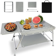 supregear Outdoor Camping Folding Table, Lightweight Aluminium Alloy Frame with Fabric Top, Easy Assembly and Foldable Design, Ideal for Barbecue, Garden, Food, BBQ, Party, Set 1