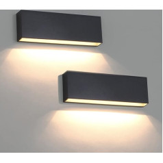 DAWALIGHT Set of 2 6 W Wall Lights, IP65 Outdoor Lighting, House Wall, LED, 3000 K, Warm White, Wall Lights, Outdoor Use, Waterproof Outdoor Light, Dark Grey Plastic