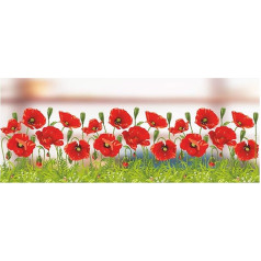 Wild Poppy Static Cling Window Border - Remembrance Day Poppy Window Sticker