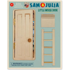 Sam & Julia Mouse Door Kit for Children's Room - Gnome Door/Miniature Door for Wall to Play and Dream - Craft Kit Includes: Wooden Door, Ladder, Mailbox, Decorative Items for Mouse Post Play