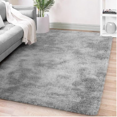 Area Rugs for Bedroom Living Room, Tie-Dyed Light Grey Fluffy Fuzzy Shag Shaggy Rug, Soft Plush Rug, 140 x 200 cm Indoor Floor Rug for Children, Home Decor, Aesthetics