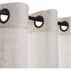 VOILYBIRD Linen Curtains with Eyelets, Natural Linen Texture Curtains for Windows, the Bedroom, Living Room, Set of 2, (H) 245 x (W) 140 cm