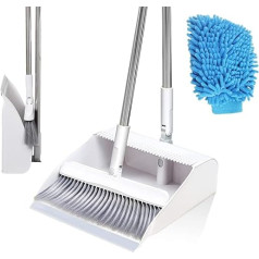 Faltbarer Besen und Kehrschaufel-Set, Antihaft-Haarkehrer, stehender Besen, Kehrschaufel + Mikrofaser-Reinigungstuch