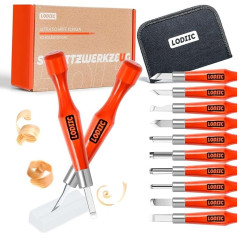 Wood Carving Tool Set - 12 High-Quality Carving Knife Set Made of SKS7 Carbon Steel with Ergonomic Handle, Includes Tool Bag, Instructions and Sharpening Stone