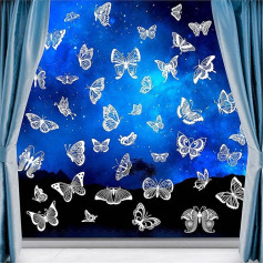 41 Pieces Large Butterfly Window Stickers, Double Sided White Butterfly Stickers, Reusable Window Stickers, Bird Alarm, Static Stickers for Windows, Prevent Bird Strikes
