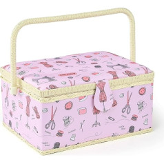 NOTIONSLAND Sewing Baskets for Home, Large Sewing Box for Storage and Organisation, Sewing Basket with Accessories, Gift for Christmas, Thanksgiving, Mother's Day (Pink)