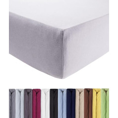Jersey Luxury Fitted Sheet, 140 x 200 cm and 160 x 220 cm, for Water and Box Spring Bed, Made of Combed Cotton Fitted bed sheet with shrink protection: for up to 40 cm high mattresses., 140-160 x 200-220 cm